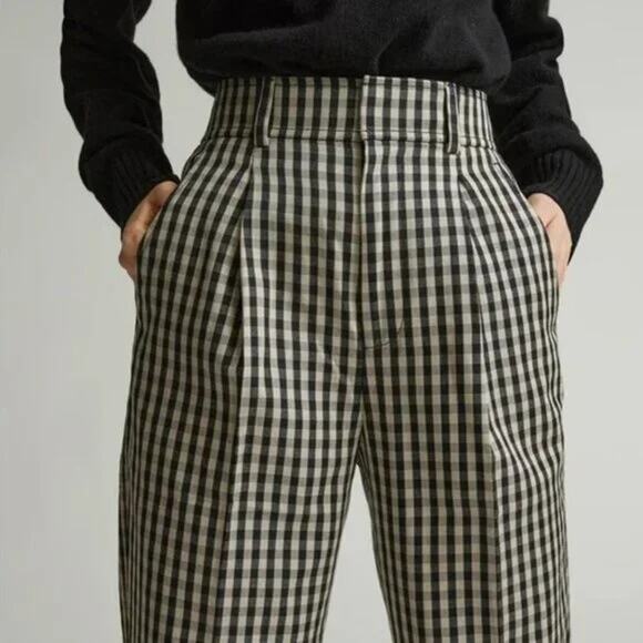 Everlane The Tencel Way High Taper Pant in Black Gingham Check 6 - Picture 3 of 8